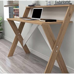 Enda Home X Ayaklı Raflı Ders Çalışma Masası 50x90 Cm Atlantik Çam
