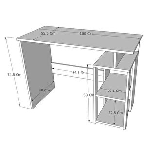 Enda Home Star-e 2 Raflı Kütüphaneli Çalışma Masası 100x56 Cm Atlantik Çam