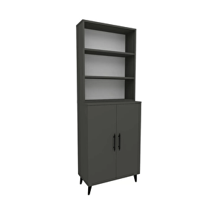 Enda Home Oras 6 Raflı 2 Kapaklı Klasik Kitaplık Antrasit