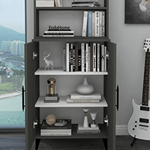 Reyo Enda Home Oras 6 Raflı 2 Kapaklı Klasik Kitaplık Antrasit