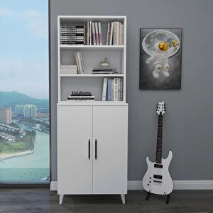 Enda Home Oras 6 Raflı 2 Kapaklı Klasik Kitaplık Beyaz