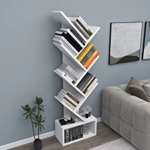 Enda Home Erine 8 Raflı Zikzak Kitaplık Beyaz
