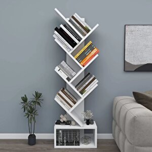 Enda Home Erine 8 Raflı Zikzak Kitaplık Beyaz