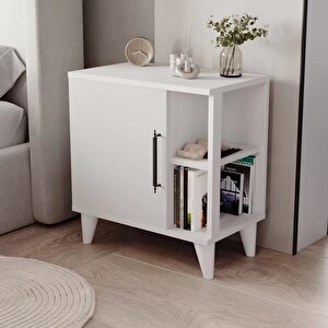 Enda Home Taksuk 4 Raflı Kapaklı Modern Komodin Beyaz