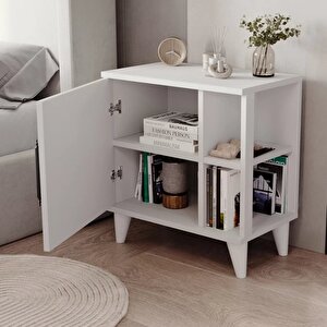 Reyo Enda Home Taksuk 4 Raflı Kapaklı Modern Komodin Beyaz