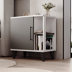 Enda Home Taksuk 4 Raflı Kapaklı Modern Komodin Antrasit