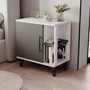 Enda Home Taksuk 4 Raflı Kapaklı Modern Komodin Antrasit