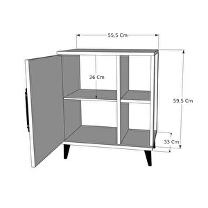 Reyo Enda Home Taksuk 4 Raflı Kapaklı Modern Komodin Antrasit