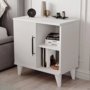 Enda Home Kommen Tek Kapaklı 2 Açık Bölmeli Komodin Beyaz