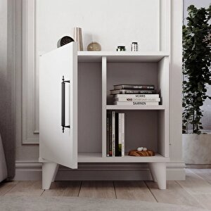 Reyo Enda Home Kommen Tek Kapaklı 2 Açık Bölmeli Komodin Beyaz