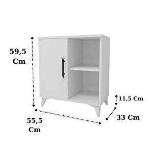 Reyo Enda Home Kommen Tek Kapaklı 2 Açık Bölmeli Komodin Beyaz
