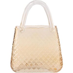 Çanta Vazo Cam Çiçek Vazosu Dekoratif Bal Amber Vazo Büyük Boy Oval Model 1,5kg Glass Bag Vase
