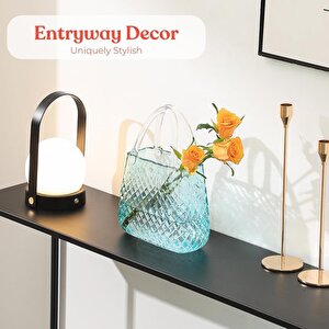 Çanta Vazo Cam Çiçek Vazosu Dekoratif Mavi Vazo Büyük Boy Oval Model 1,5kg Glass Bag Vase