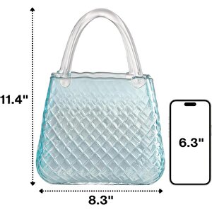 Çanta Vazo Cam Çiçek Vazosu Dekoratif Mavi Vazo Büyük Boy Oval Model 1,5kg Glass Bag Vase