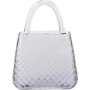 Çanta Vazo Cam Çiçek Vazosu Dekoratif Antrasit Vazo Büyük Boy Oval Model 1,5kg Glass Bag Vase