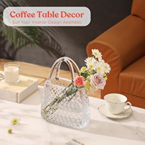 Çanta Vazo Cam Çiçek Vazosu Dekoratif Şeffaf Vazo Büyük Boy Oval Model 1,5kg Glass Bag Vase