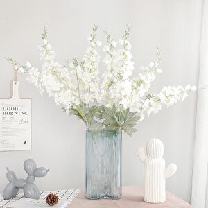 Yapay Çiçek Beyaz Sümbül Tek Dal Tomurcuklu 85*15cm Kumaş Çiçek Uzun Dal