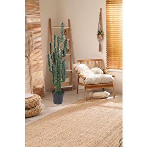 Yapay Çiçek Kaktüs Ağacı Siyah Saksıda 145*37cm 10 Kollu