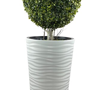 Yapay Ağaç Beyaz Uzun Kumsal Vazoda Şimşir Top Tek Toplu 105cm