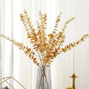 Yapay Çiçek Gold Altın Renk Okaliptus 3dallı Uzun Dal 76cm Eucalyptus
