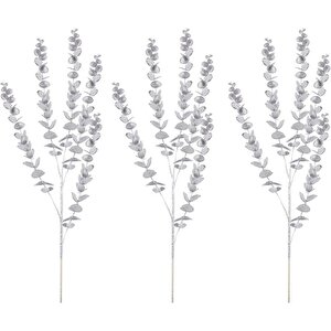 Yapay Çiçek Gümüş Renk Okaliptus 3dallı Uzun Dal 76cm Eucalyptus
