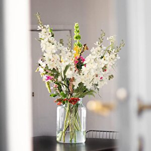 Yapay Çiçek Krem Sümbül Tek Dal Tomurcuklu 85*15cm Kumaş Çiçek Uzun Dal