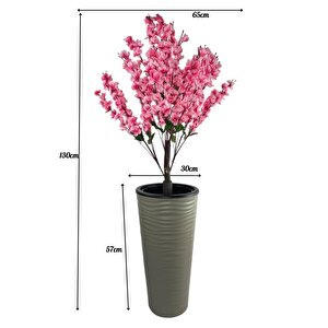 Yapay Ağaç Pembe Bahardalı Ağacı Dore Kumsal Vazoda 130cm Japon Kiraz Çiçeği