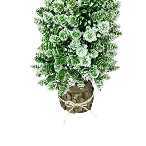 Yapay Çiçek Bonsai Ağacı Beyaz Kozalaklı Kütük Saksıda Dekoratif Yapay Ağaç Bonzai 30*15 Cm