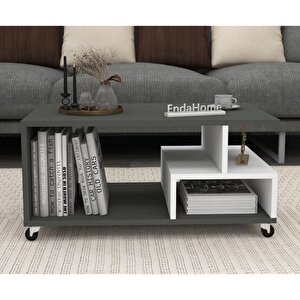 Reyo Enda Home Sultan Tekerli Orta Sehpa 86,5x50 Cm Antrasit
