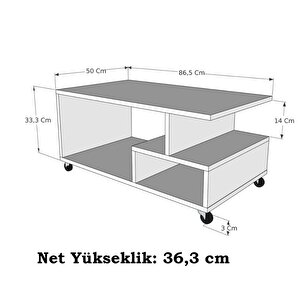 Reyo Enda Home Sultan Tekerli Orta Sehpa 86,5x50 Cm Antrasit