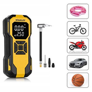 Sxif0101 12v / Şarjlı Li-ion 150 Psi Dijital Göstergeli Akıllı Lastik Şişirme Pompası+ Powerbank + Sos + Led Lamba
