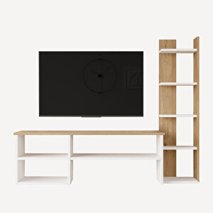 Robin Home Nexus Tv Ünitesi Tv Sehpası Kitaplıklı Beyaz-sepet