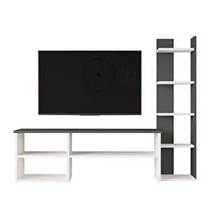 Robin Home Nexus Tv Ünitesi Tv Sehpası Kitaplıklı Beyaz-antrasit