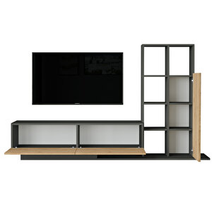 Robin Home Lotus Tv Ünitesi Kapaklı Kitaplık Raf Sepet-antrasit