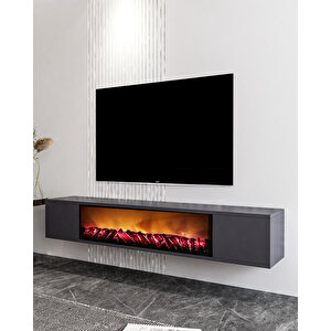 Parlact Şömineli (b) 150cm Duvara Montaj Tv Sehpası antrasit Antrasit