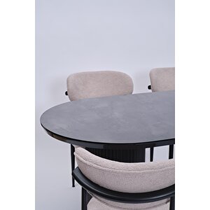 Bohem Polo Lak Panel Yemek Masa Sandalye Takımı 90x170 Siyah