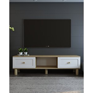 Rosalindact Bohem Tv Sehpası safirmeşe-beyaz Beyaz-Safirmeşe
