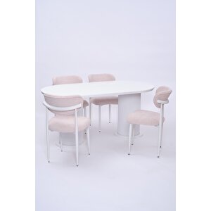 Bohem Polo Lak Panel Yemek Masa Sandalye Takımı 90x170 Beyaz