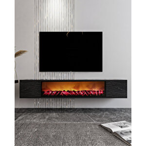 Parlact Şömineli (b) 150cm Duvara Montaj Tv Sehpası royalmermer Royal Mermer