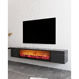 Parlact Şömineli (b) 150cm Duvara Montaj Tv Sehpası royalmermer Royal Mermer