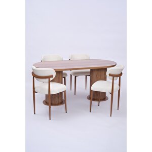 Bohem Polo Lak Panel Yemek Masa Sandalye Takımı 90x170 Ceviz