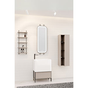 Greta 65 Cm Banyo Dolabı - Krem ( Raf Modül Ve Boy Dolap Dahil)