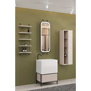Greta 65 Cm Banyo Dolabı - Krem ( Raf Modül Ve Boy Dolap Dahil)