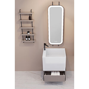Greta 65 Cm Banyo Dolabı - Krem (raf Modül Dahil)