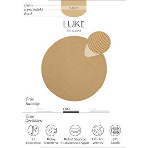 Luke 305 Yuvarlak Halı Mutfak Halısı Antre Hol Halısı Hasır Balkon Halısı Banyo Halısı 120x120 cm