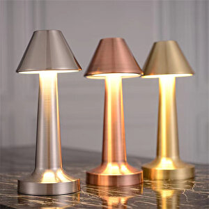 Dokunmatik Ledli Üçgen Masa Lambası, Bronz, 22x9 Kahverengi