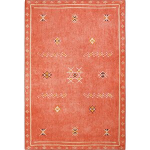 Carnival Turuncu Etnik Desen Otantik Halı Şönil Yıkanabilir Eskitme vintage mutfak Halısı 250x350 cm