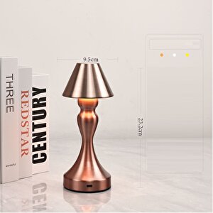 Dokunmatik Ledli Üçgen Masa Lambası, Bronz, 23x9 Kahverengi