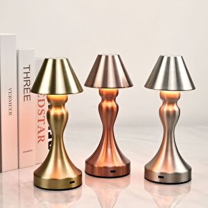 Dokunmatik Ledli Üçgen Masa Lambası, Bronz, 23x9 Kahverengi
