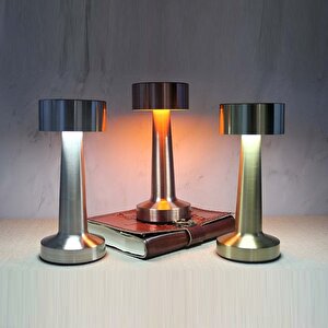 Dokunmatik Ledli Silindir Masa Lambası, Gümüş, 20x9 Gümüş